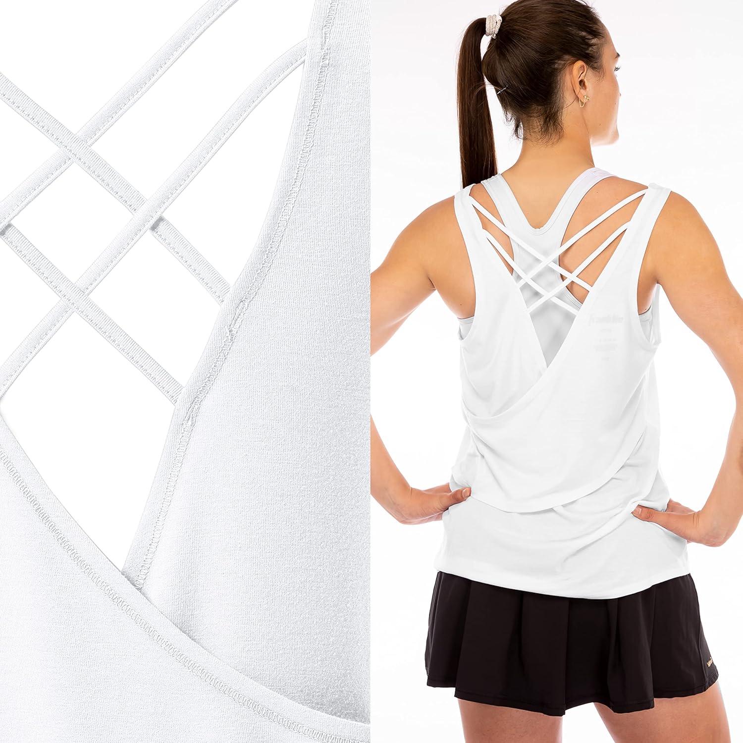 image:imageFranklin Sports Womens Womens White Lattice Back Tank Top Relaxed FitWhite