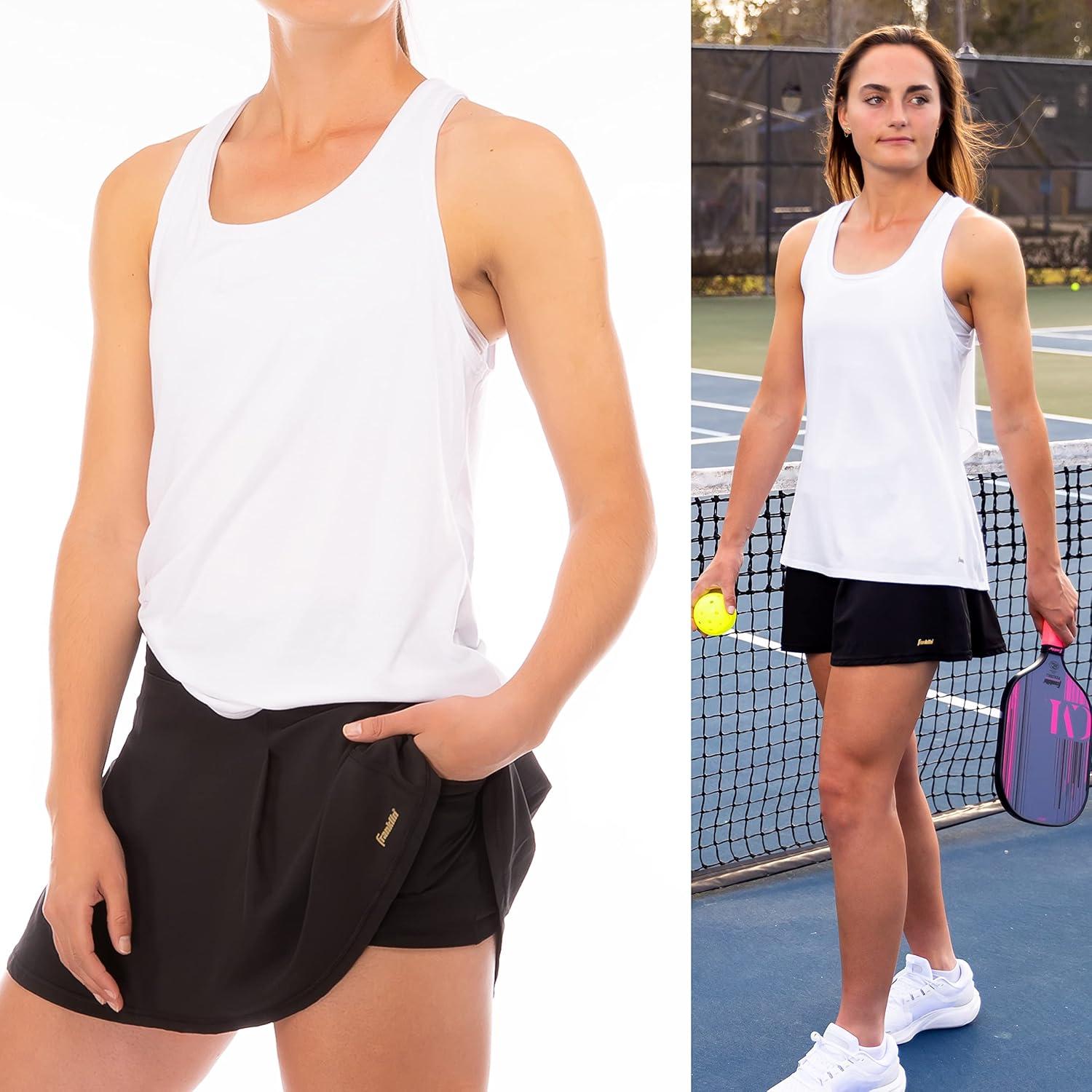 image:imageFranklin Sports Womens Womens White Lattice Back Tank Top Relaxed FitWhite