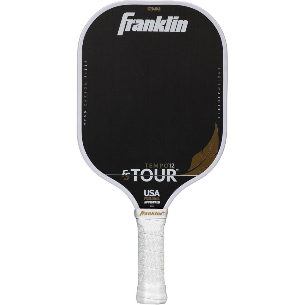 image:imageFranklin Sports Pro Pickleball Paddles FS Tour Featherweight Series Lightweight Paddles USA Pickleball Approved Raw Carbon Fiber Surface Dynasty Tempo 12mm CoreTempo White