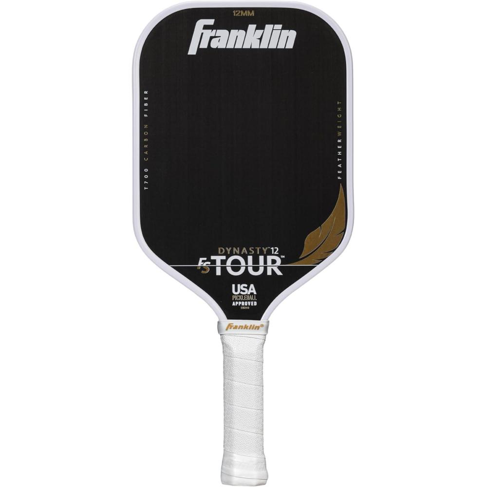 image:imageFranklin Sports Pro Pickleball Paddles FS Tour Featherweight Series Lightweight Paddles USA Pickleball Approved Raw Carbon Fiber Surface Dynasty Tempo 12mm CoreDynasty White