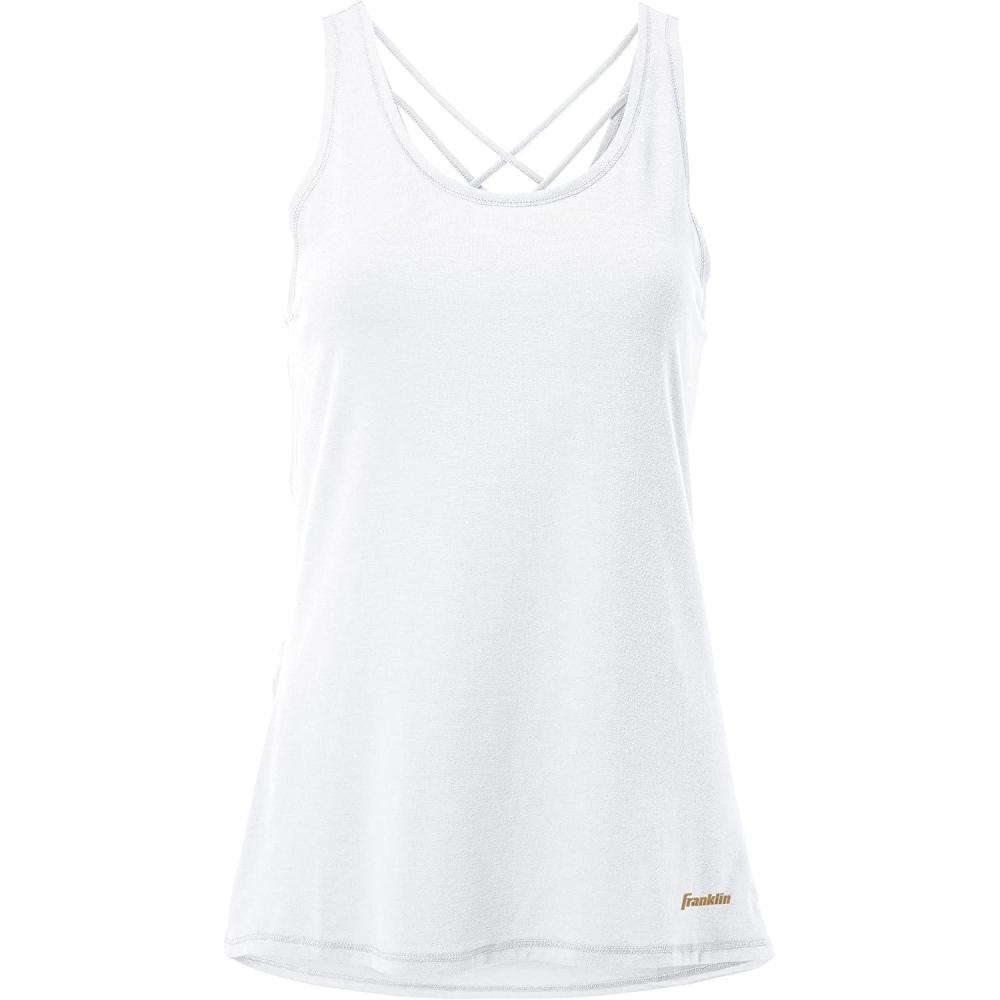 image:imageFranklin Sports Womens Womens White Lattice Back Tank Top  Relaxed FitWhite