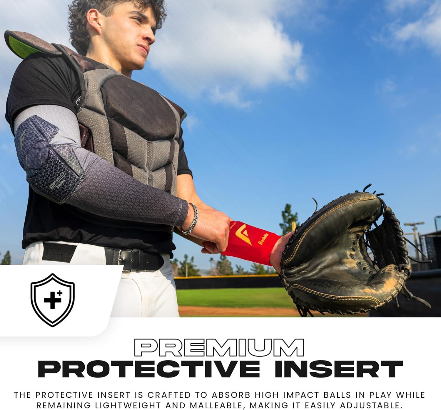 image:imageFranklin Sports Baseball Softball Protective Wrist Guard Adult PRT Series Wrist Shield for Fielding Protective Gear Equipment Right Left ArmRed