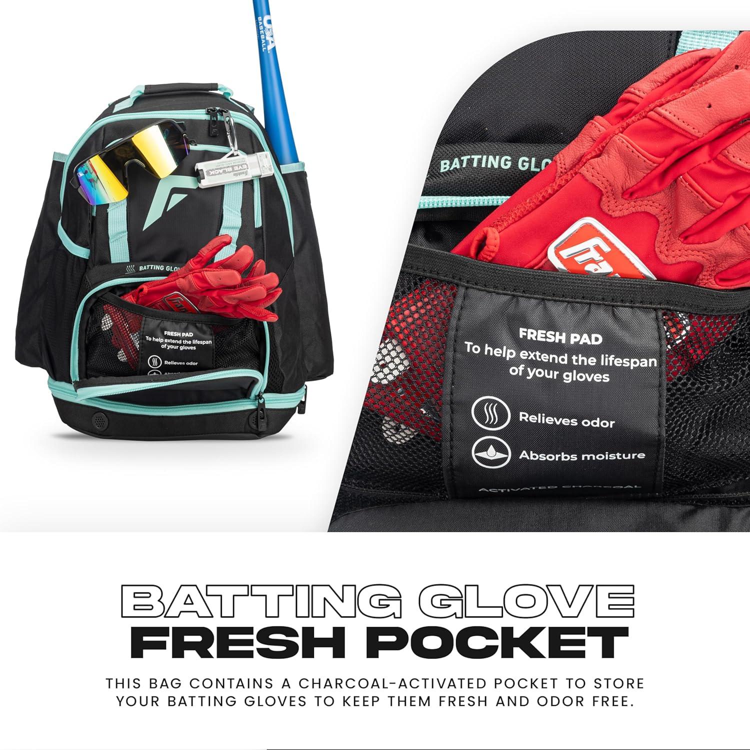 image:imageFranklin Sports Gameday Baseball Fastpitch Softball Backpacks Adult Youth Bat Bags for Equipment Waterproof BatpacksMintBlack