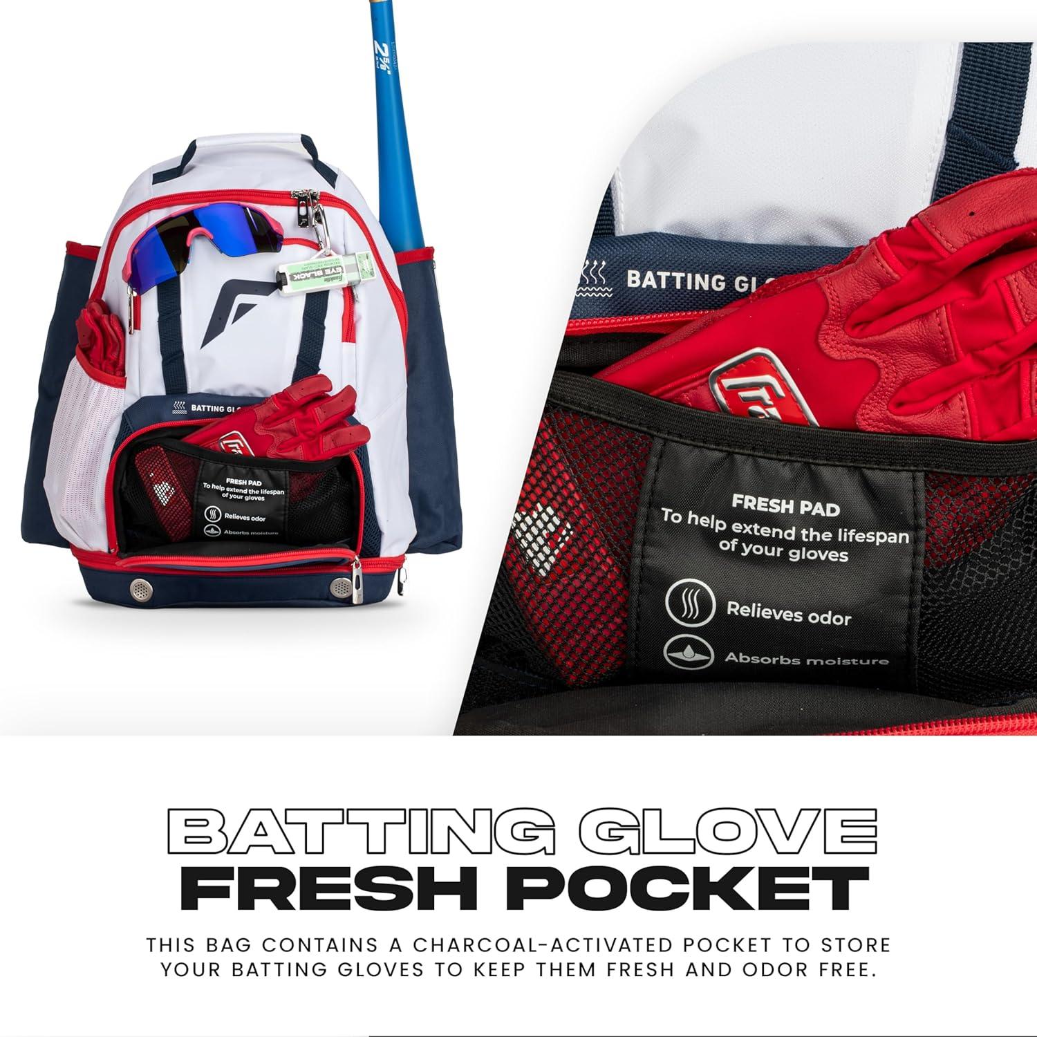 image:imageFranklin Sports Gameday Baseball Fastpitch Softball Backpacks Adult Youth Bat Bags for Equipment Waterproof BatpacksRedWhiteBlue
