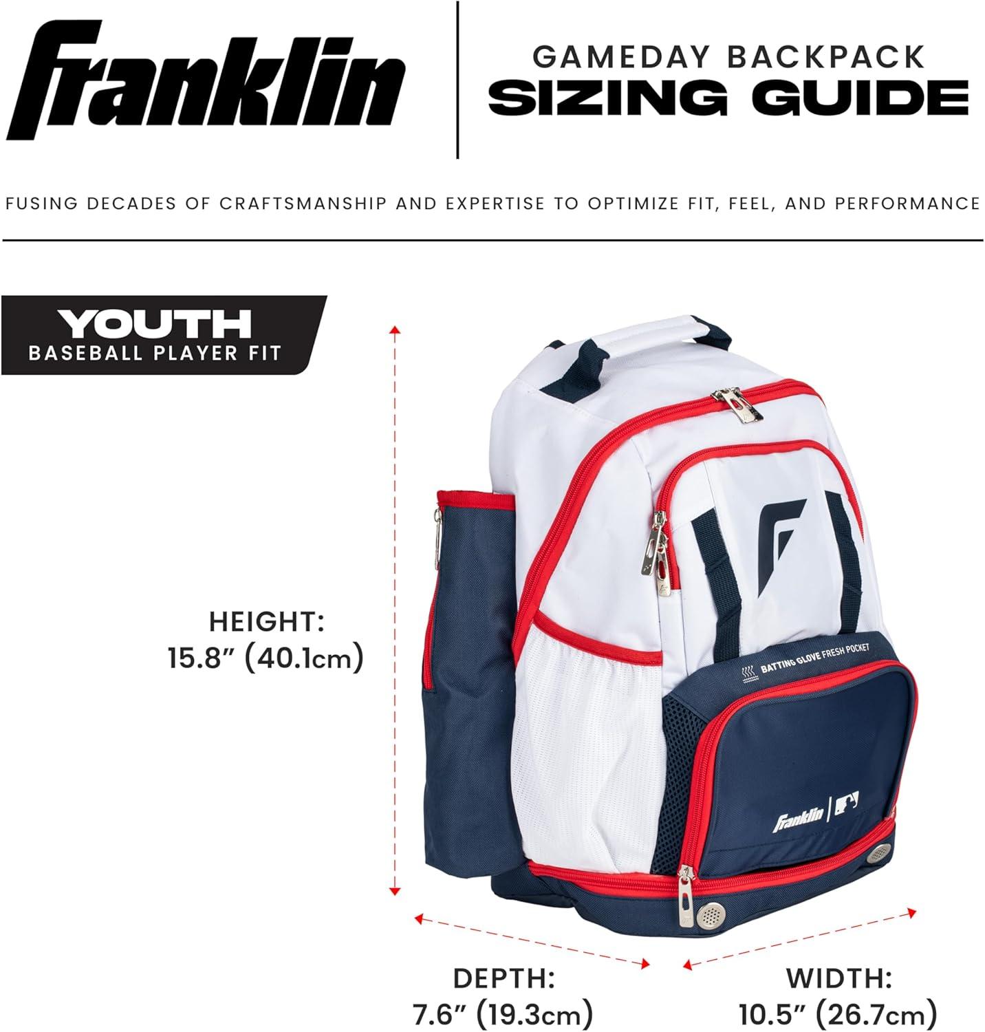 image:imageFranklin Sports Gameday Baseball Fastpitch Softball Backpacks Adult Youth Bat Bags for Equipment Waterproof BatpacksRedWhiteBlue