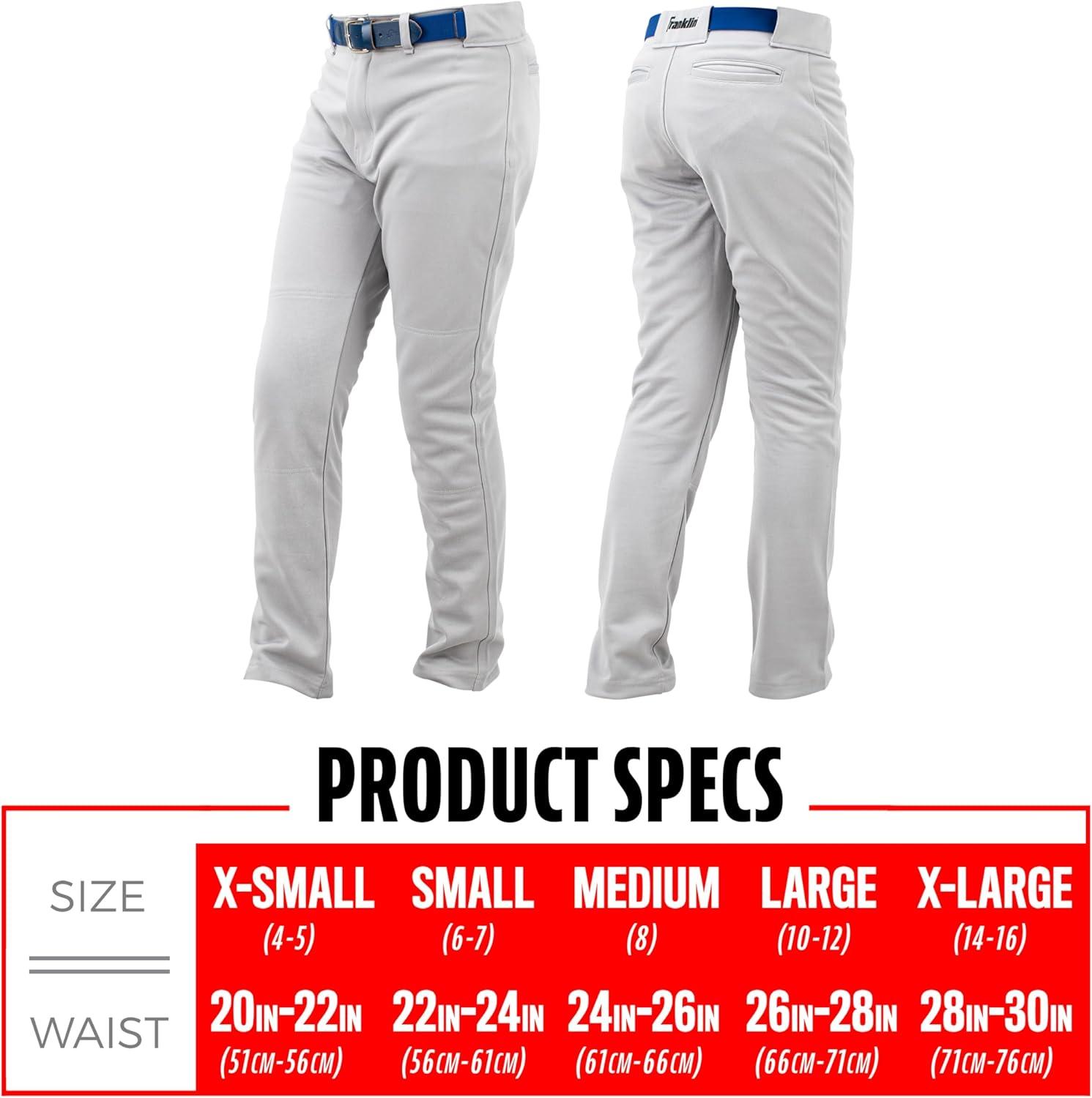 image:imageFranklin Sports Youth Baseball Softball Pants Relaxed Style Kids Pants for Boys Girls with Belt LoopGray