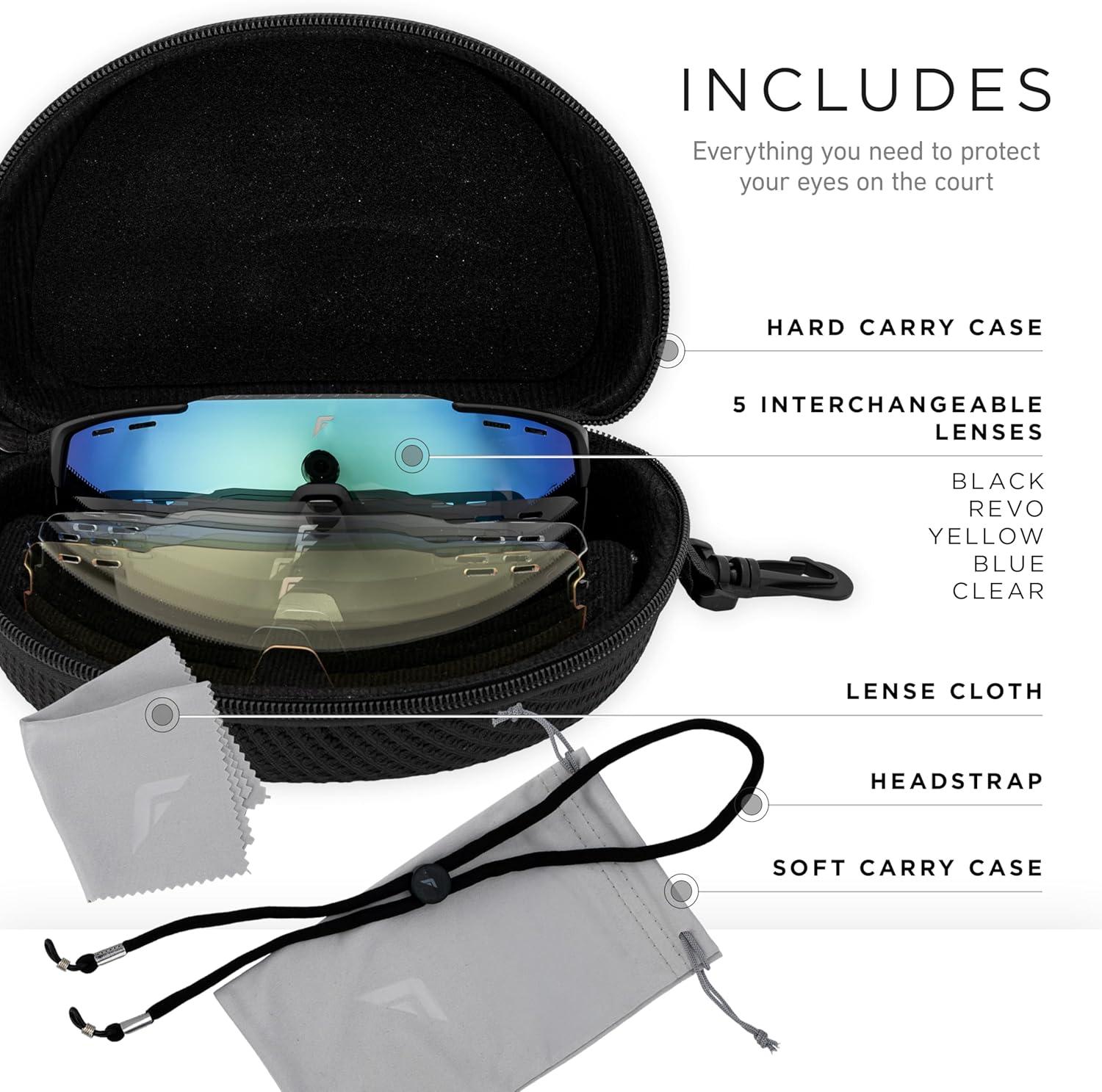 image:imageFranklin Sports Pickleball Sunglasses Sport Glasses with 5 Lenses Included Indoor Outdoor Goggles Eyewear Kit
