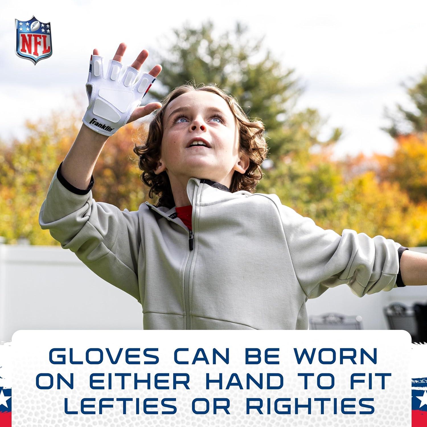 image:imageFranklin Sports NFL Kids Football Receiver Glove Set NFL Sticky Fingers Easy Catch Junior Football Gloves Youth Foam Football with SelfStick Cover Includes 1 Football 2 Gloves