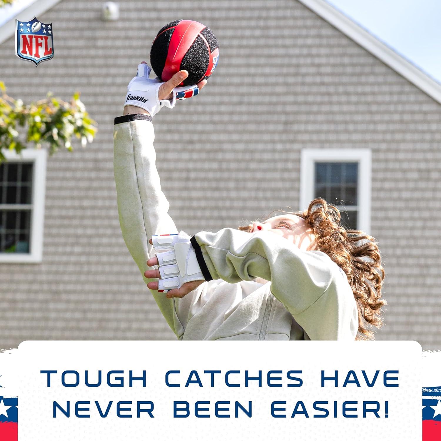 image:imageFranklin Sports NFL Kids Football Receiver Glove Set NFL Sticky Fingers Easy Catch Junior Football Gloves Youth Foam Football with SelfStick Cover Includes 1 Football 2 Gloves