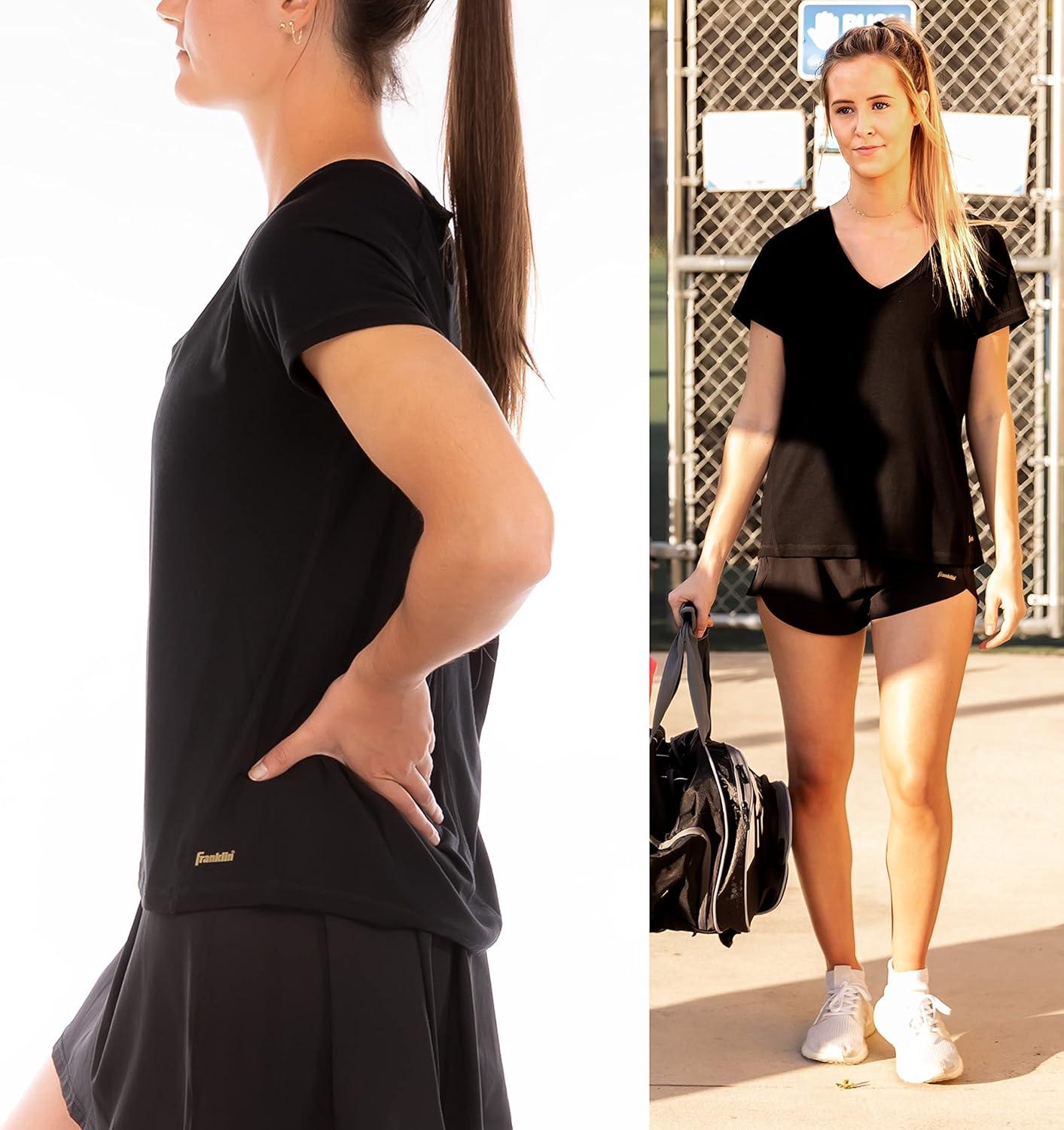 image:imageFranklin Sports Womens Womens Black Cross Back VNeck TShirt Relaxed FitBlack