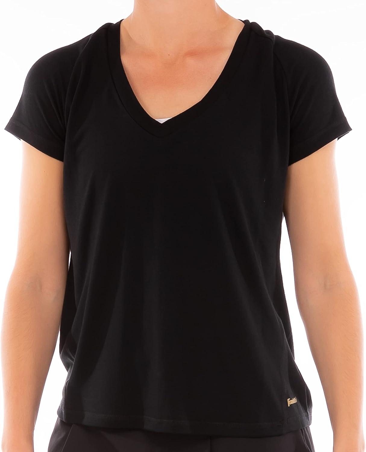 image:imageFranklin Sports Womens Womens Black Cross Back VNeck TShirt Relaxed FitBlack