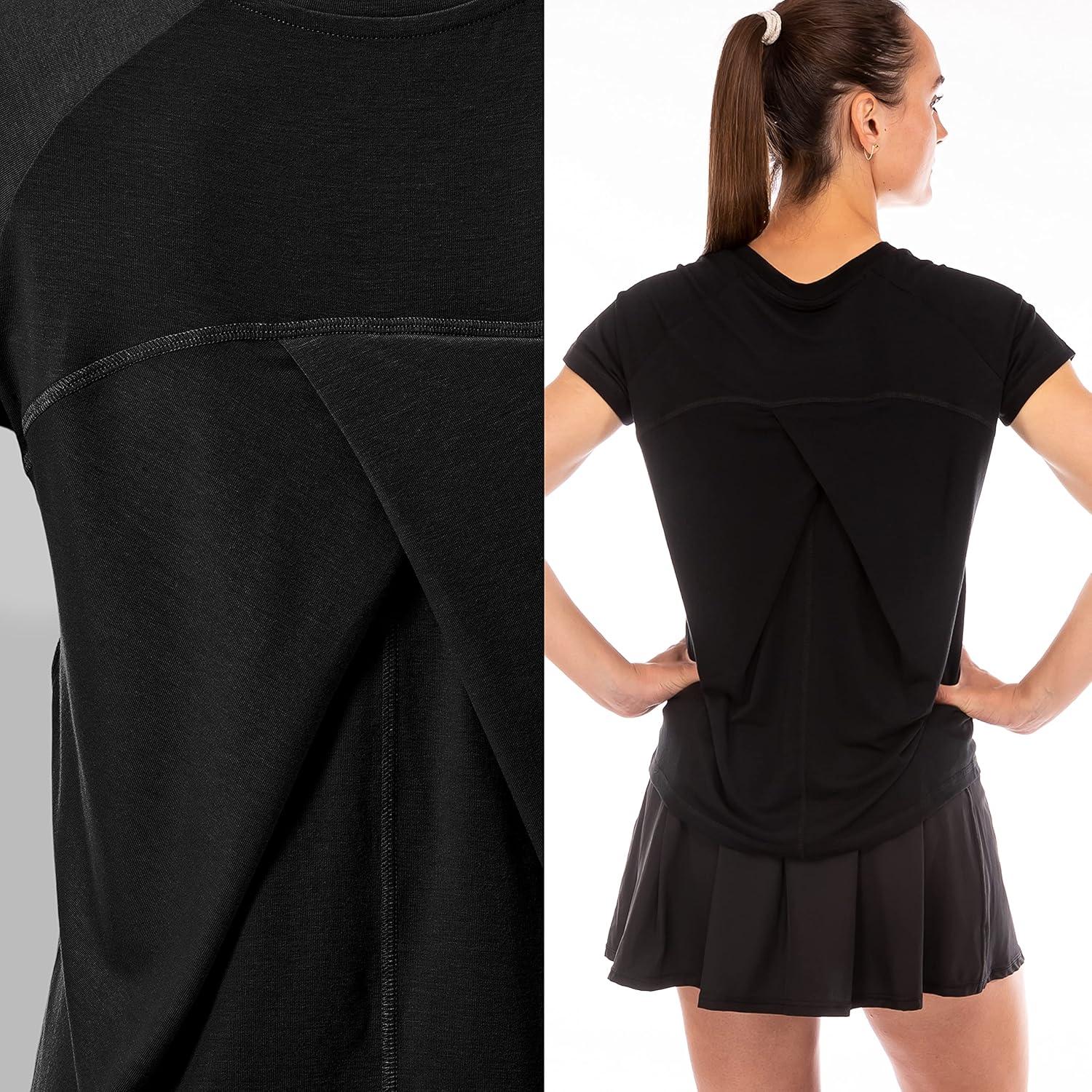 image:imageFranklin Sports Womens Womens Black Cross Back VNeck TShirt Relaxed FitBlack