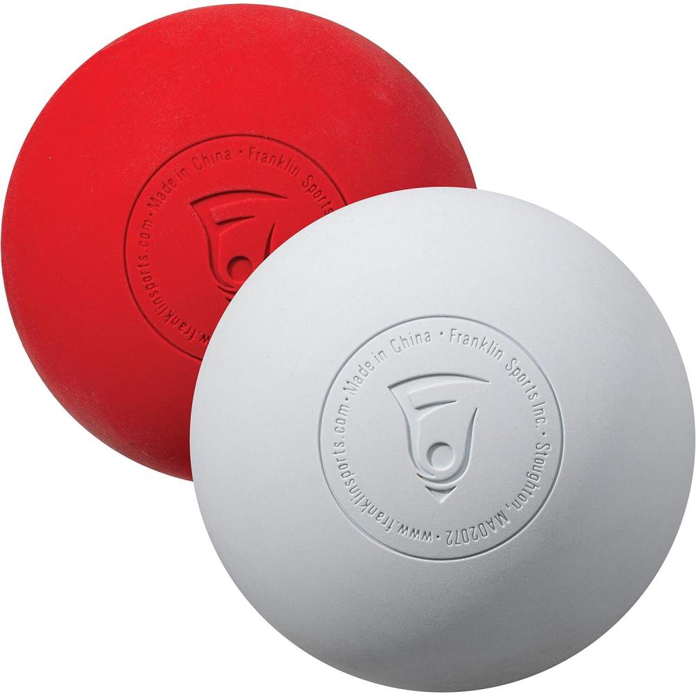 image:imageFranklin Sports Lacrosse Balls Official Size Lax Balls for Practice Red White 2 Pack Great for Muscle Massage Therapy Yoga 63 mm