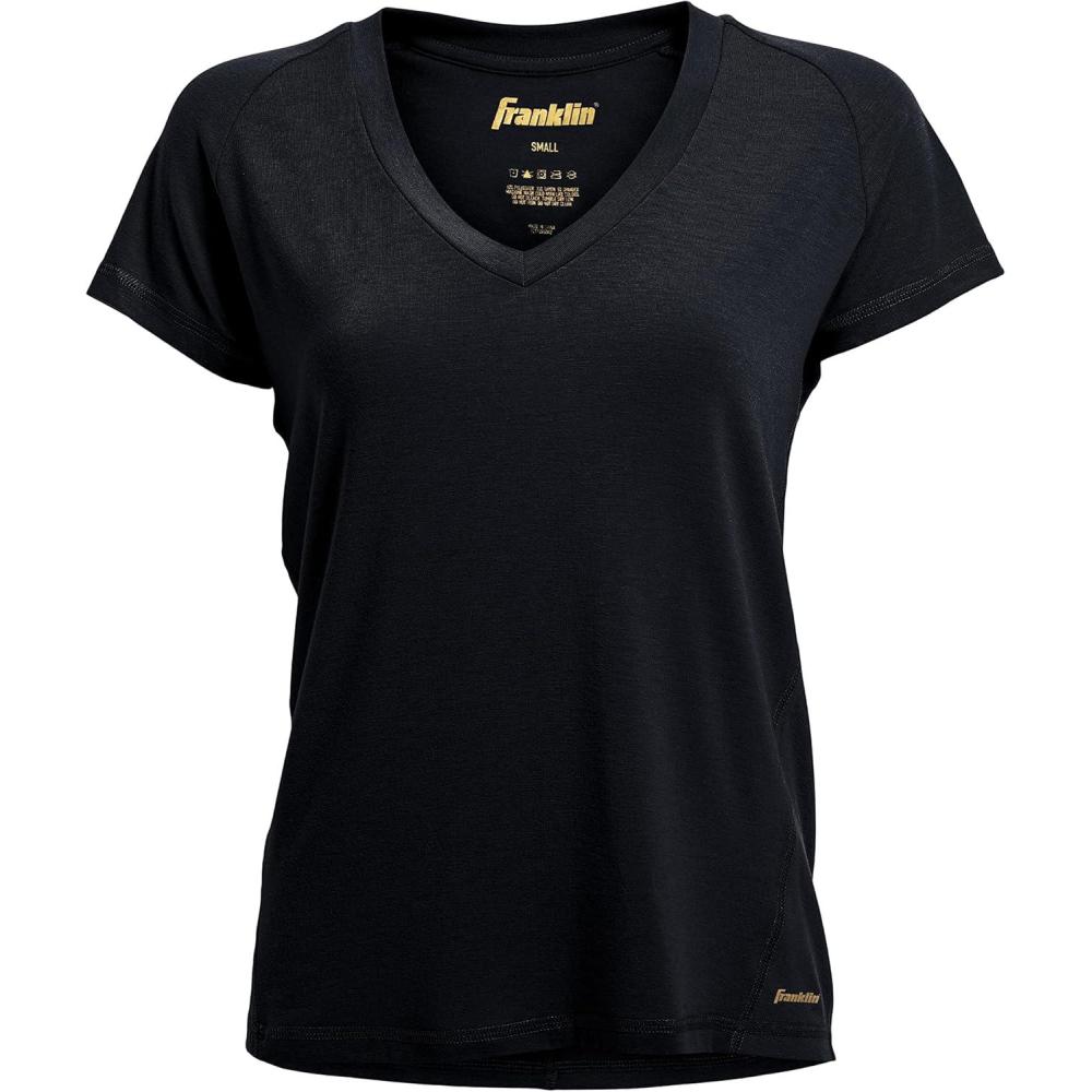 image:imageFranklin Sports Womens Womens Black Cross Back VNeck TShirt Relaxed FitBlack