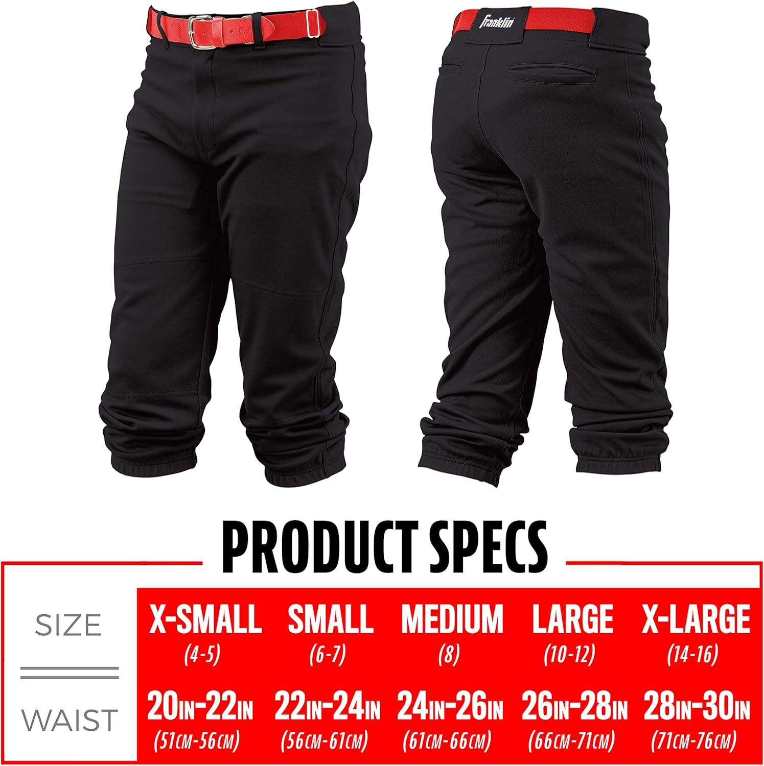 image:imageFranklin Sports Youth Baseball Softball Pants Knee High Pants for Boys Girls Knicker Style with Belt LoopBlack