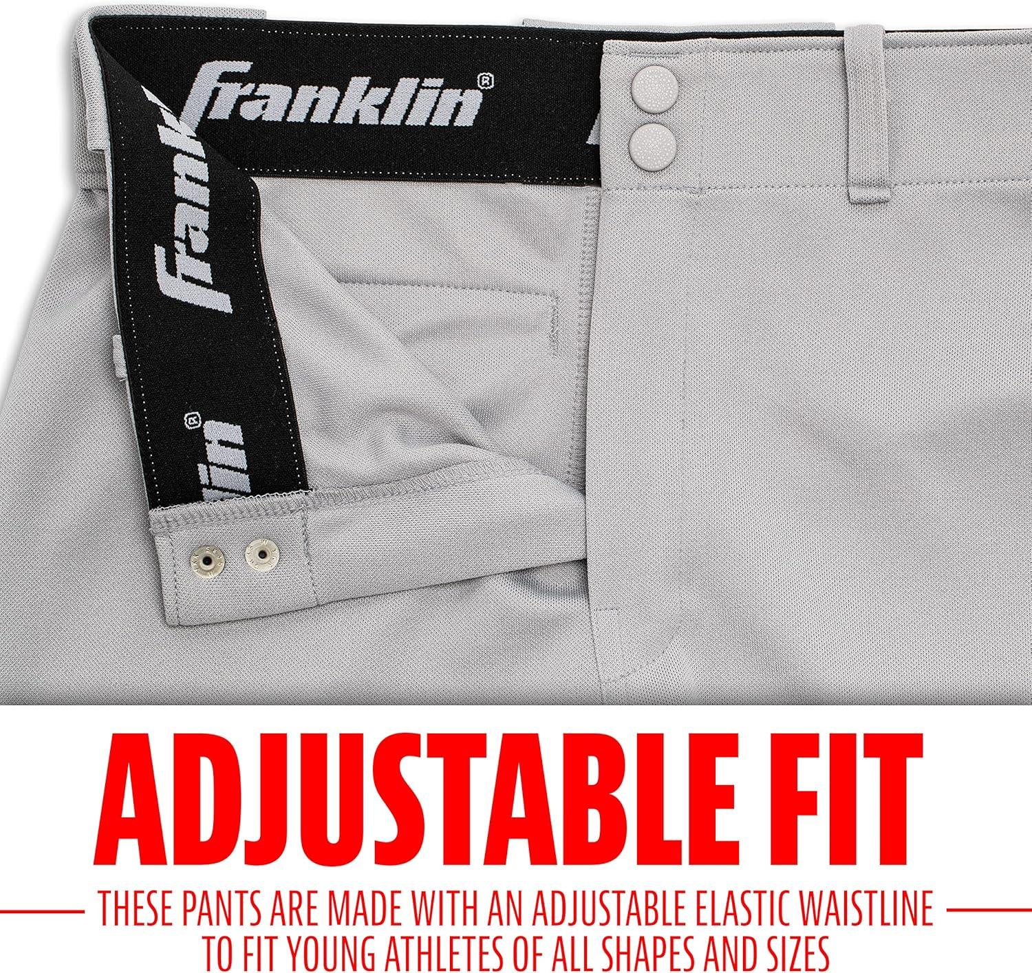image:imageFranklin Sports Youth Baseball Softball Pants Knee High Pants for Boys Girls Knicker Style with Belt LoopGray