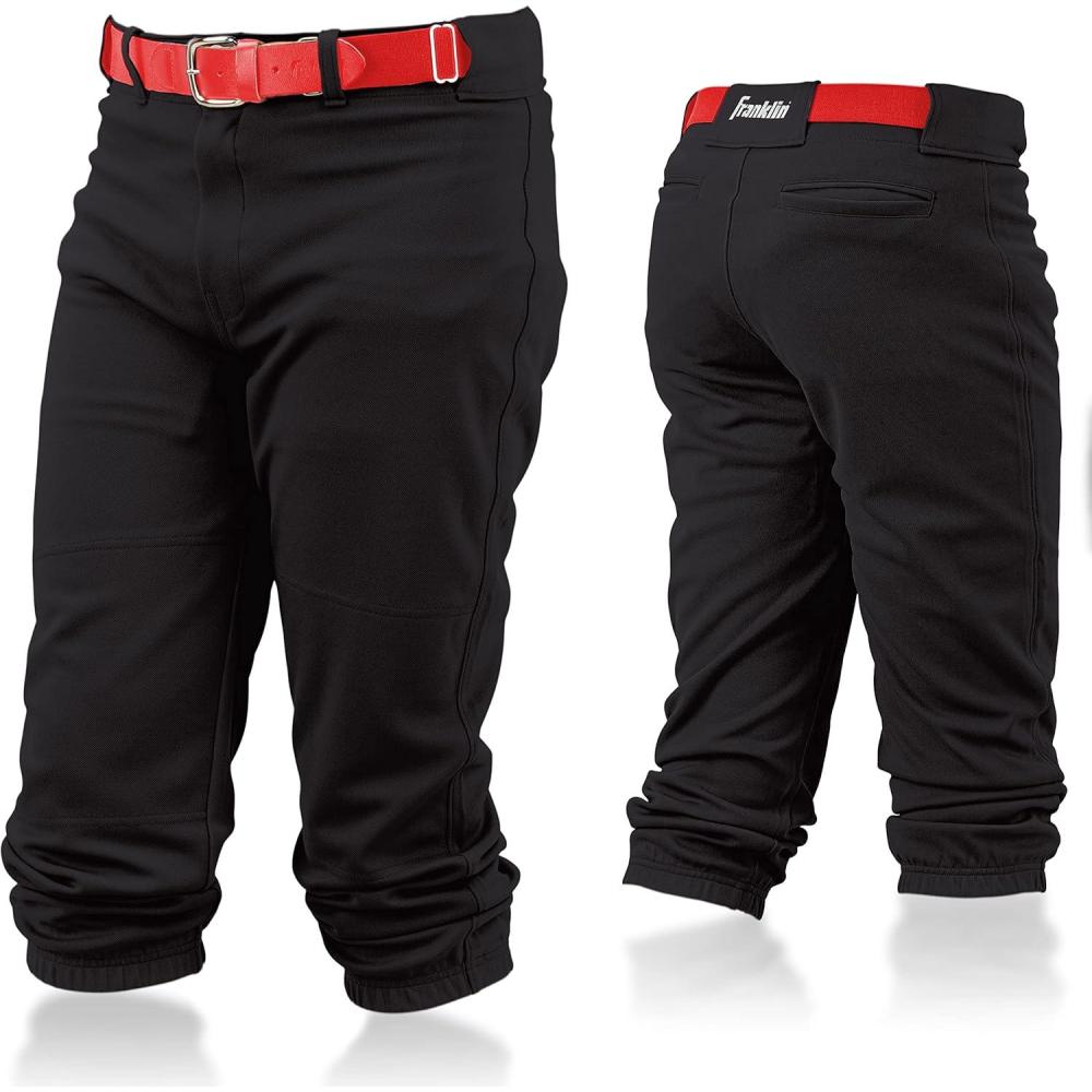 image:imageFranklin Sports Youth Baseball Softball Pants Knee High Pants for Boys Girls Knicker Style with Belt LoopBlack