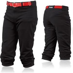 Franklin Sports Youth Baseball + Softball Pants – Knee High Pants for Boys + Girls Knicker Style with Belt Loop(Black)